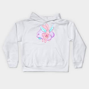 Peach Fruit Angel Bunny Kids Hoodie